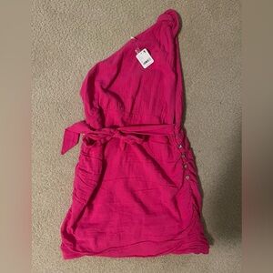 Free People Pink One Shoulder Short Dress.